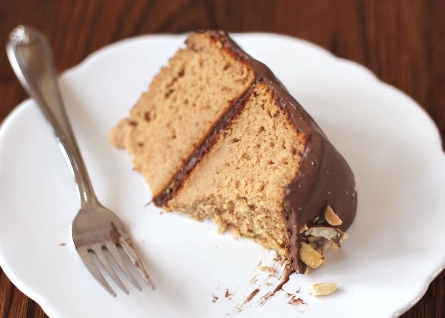 This Healthy Peanut Butter Cake is topped with a Guilt-Free Chocolate Frosting. It's so sweet and delicious you'd never know it's low sugar, high protein, high fiber, and gluten free! This Healthy Peanut Butter Cake is topped with a Guilt-Free Chocolate Frosting. It's so sweet and delicious you'd never know it's low sugar, high protein, high fiber, and gluten free!