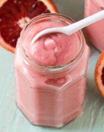 This Healthy Blood Orange Curd is ultra creamy, sweet, tart, and delicious.  You'd never know it's sugar free, low carb, low fat, gluten free, dairy free, and vegan!  Scoop it over yogurt, layer it in parfaits, spoon some over Vanilla Ice Cream, or dig in straight up with a spoon.